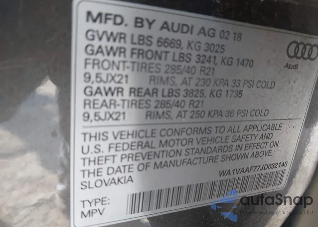 WA1VAAF77JD032140: 44345397