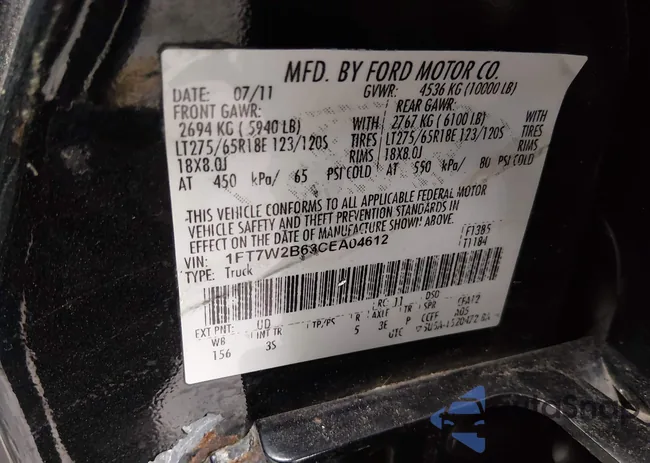 1FT7W2B63CEA04612: 44345499