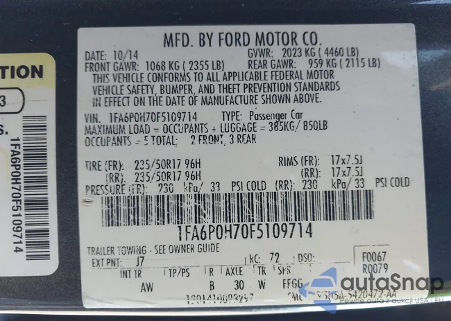 1FA6P0H70F5109714: 44345542