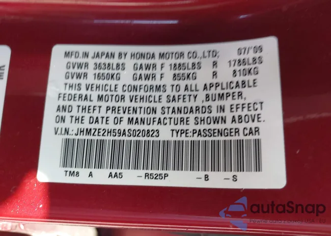 JHMZE2H59AS020823: 44344572