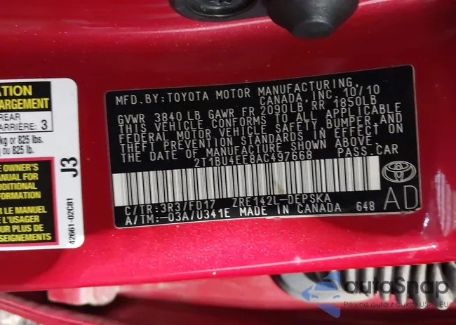 2T1BU4EE8AC497668: 44344667