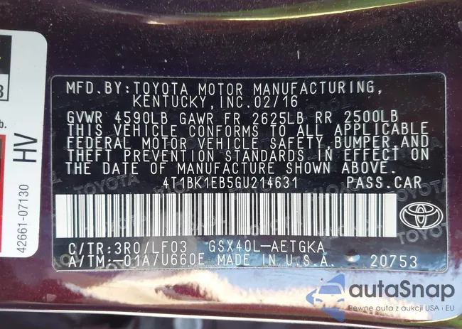 4T1BK1EB5GU214631: 44344697