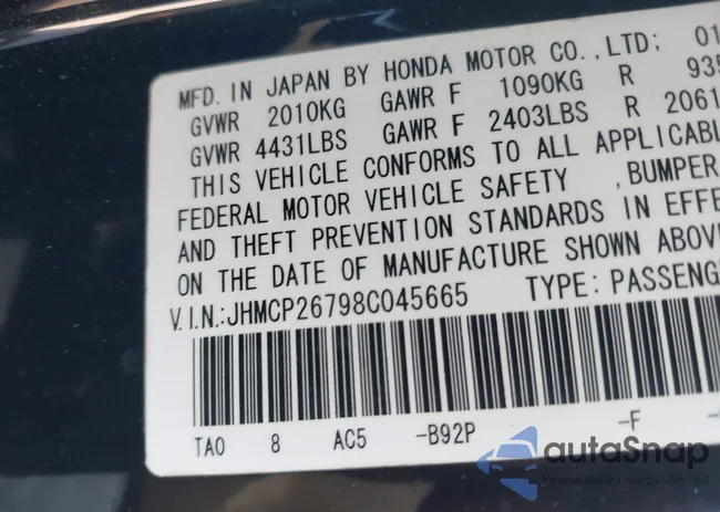 JHMCP26798C045665: 44344700