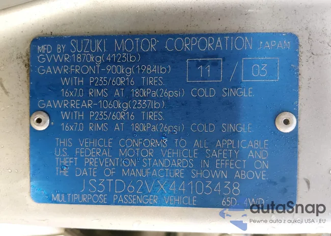 JS3TD62VX44103438: 44344847