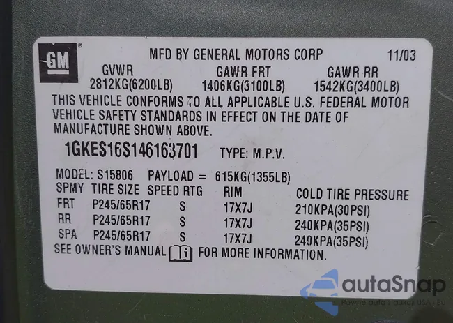 1GKES16S146163701: 44346015