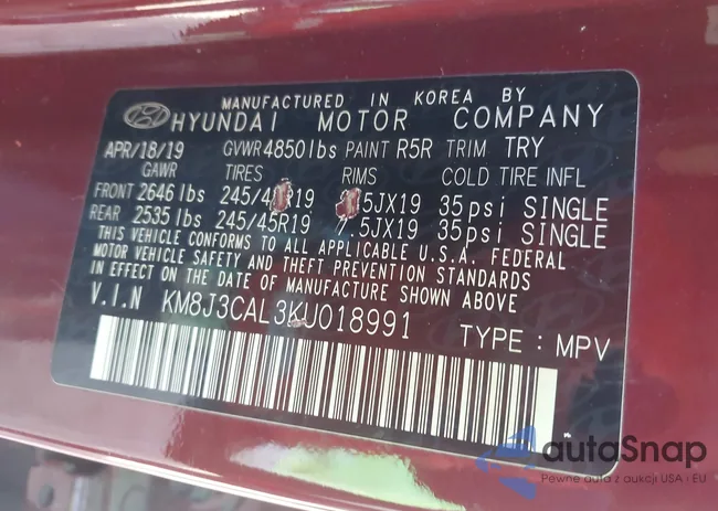 KM8J3CAL3KU018991: 44346209