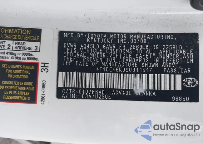 4T1BE46K99U811517: 44346266