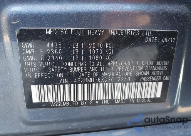 4S3BMBP6XD3012258: 44346438