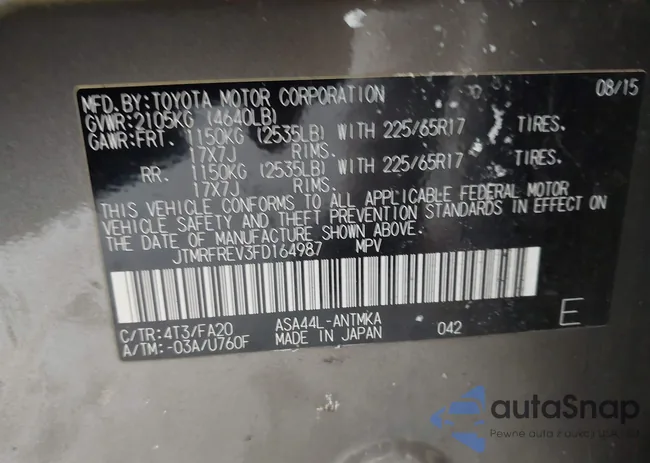 JTMRFREV3FD164987: 44346527