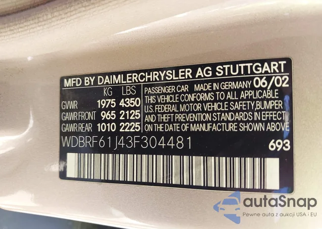 WDBRF61J43F304481: 44345763