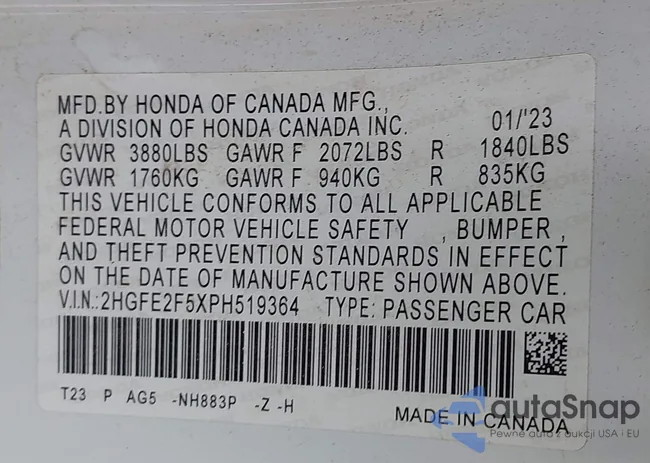 2HGFE2F5XPH519364: 44345852