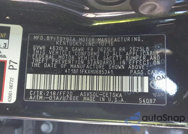 4T1BF1FKXHU685341: 44345924