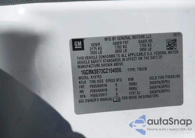 1GCRKSE73CZ194056: 44346988