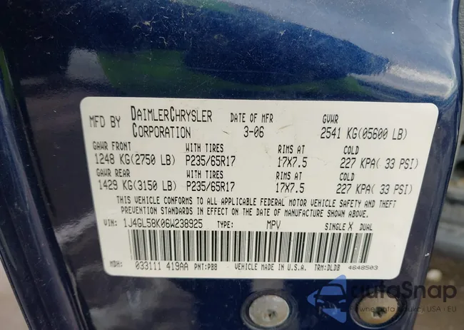 1J4GL58K06W238925: 44346996