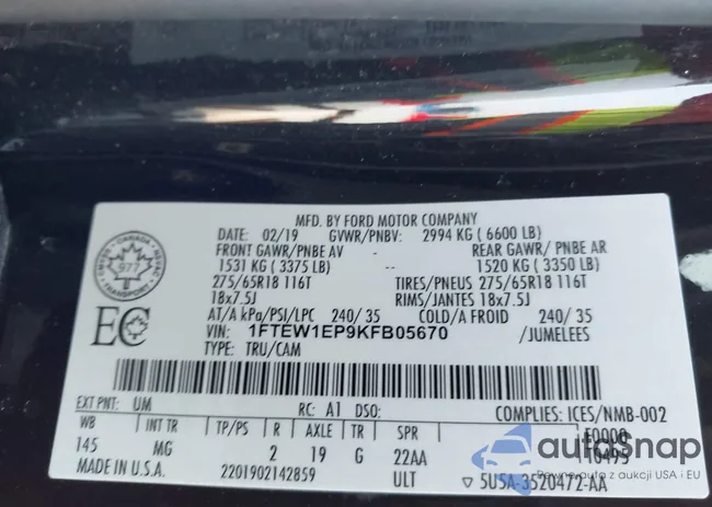 1FTEW1EP9KFB05670: 44347196