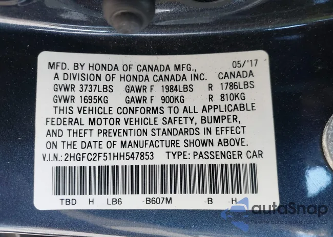 2HGFC2F51HH547853: 44347247