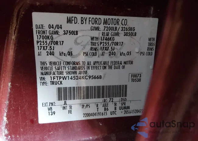 1FTPW14524KC95668: 44347277