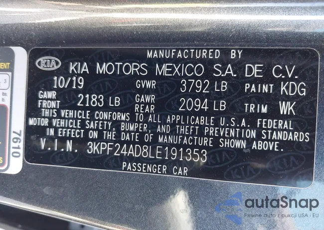 3KPF24AD8LE191353: 44347291