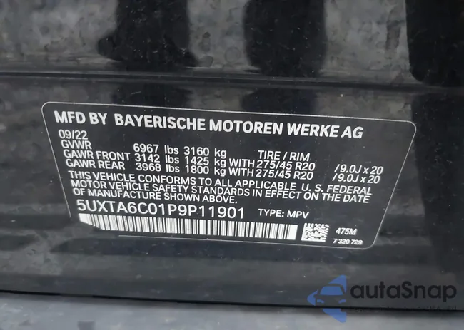 5UXTA6C01P9P11901: 44347296