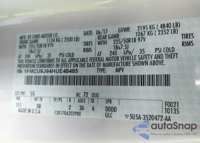 1FMCU9J94HUE48485: 44347329