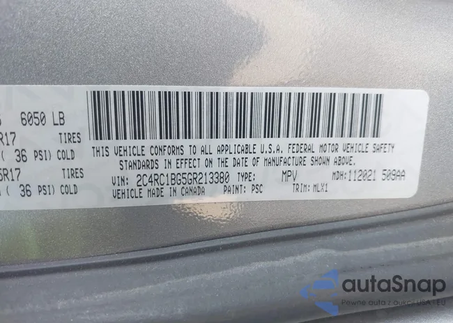 2C4RC1BG5GR213380: 44347402