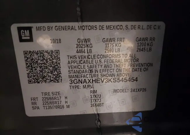 3GNAXHEV3KS545454: 44346663