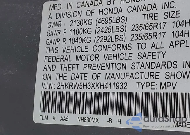 2HKRW5H3XKH411932: 44346785