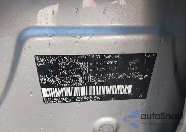 2T3BFREV1HW628494: 44346815