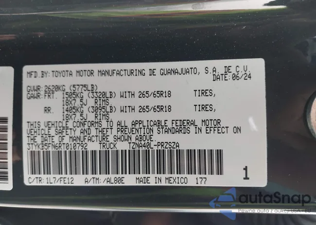 3TYKB5FN6RT010792: 44346841