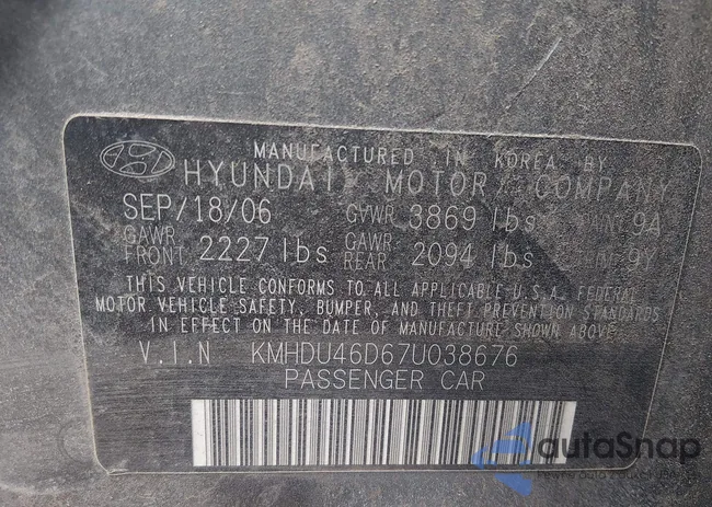 KMHDU46D67U038676: 44346893