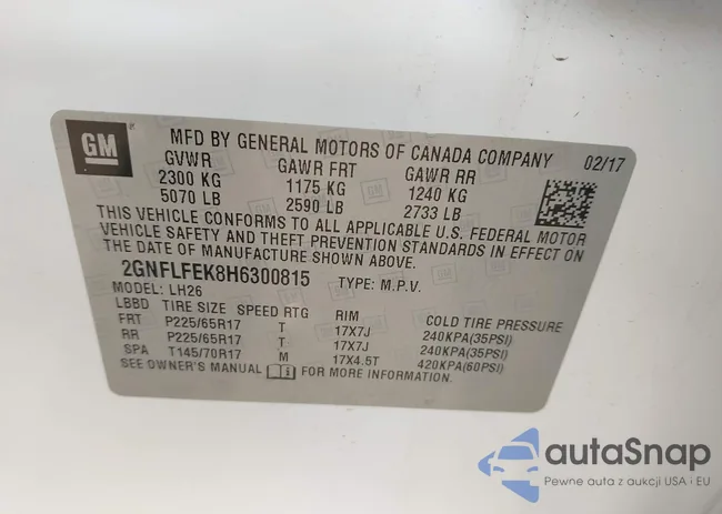 2GNFLFEK8H6300815: 44346936