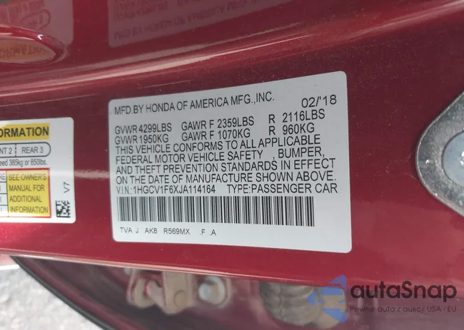 1HGCV1F6XJA114164: 44347946