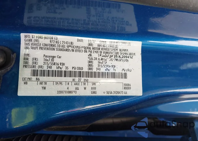 1FADP3K25JL209432: 44348358