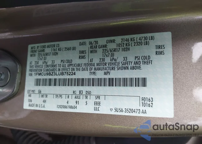 1FMCU9BZ3LUB75224: 44348426