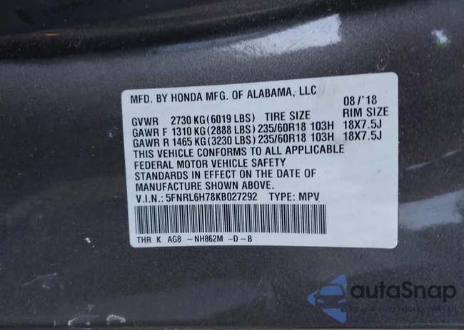 5FNRL6H78KB027292: 44349143