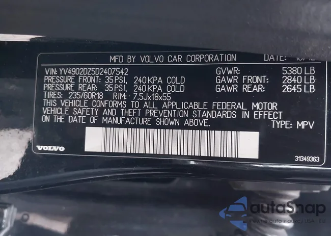 YV4902DZ5D2407542: 44349260