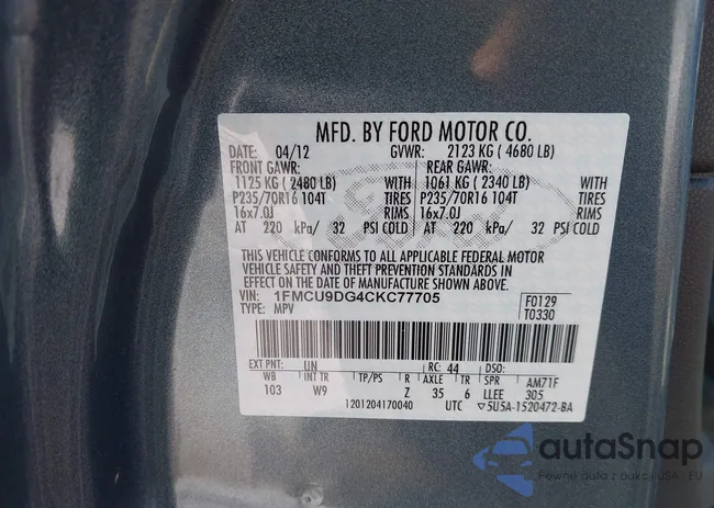 1FMCU9DG4CKC77705: 44349528