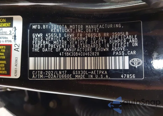 4T1BK3DB4CU462828: 44350161