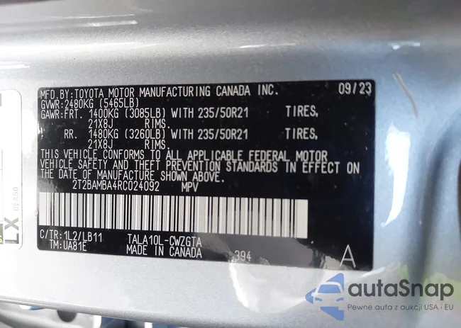 2T2BAMBA4RC024092: 44350304