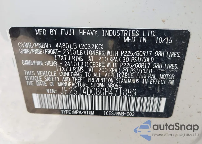 JF2SJADC8GH471889: 44350411