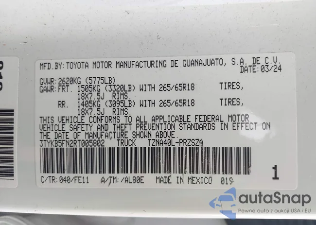 3TYKB5FN2RT005802: 44349580