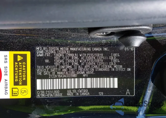 2T2ZK1BA3AC022980: 44349916