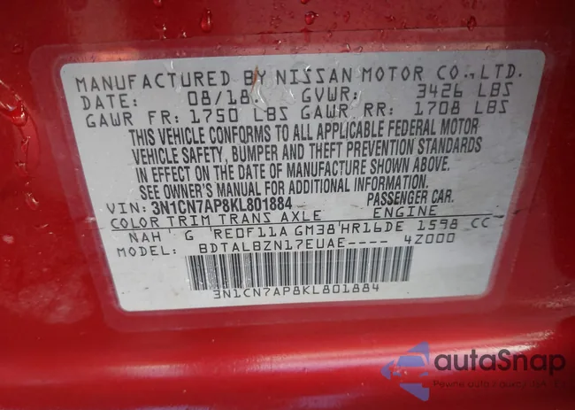 3N1CN7AP8KL801884: 44351199