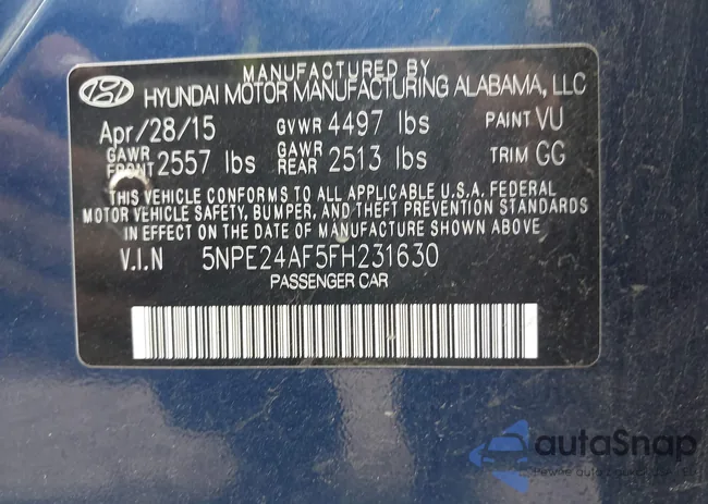 5NPE24AF5FH231630: 44351507