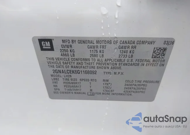 2GNALCEK6G1168092: 44351509