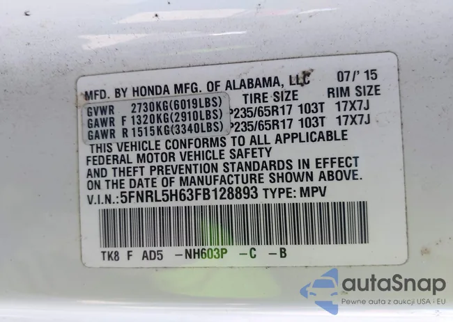 5FNRL5H63FB128893: 44350593