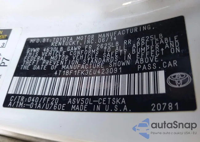 4T1BF1FK3EU423091: 44350687