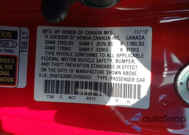 2HGFG3B81CH566261: 44350689