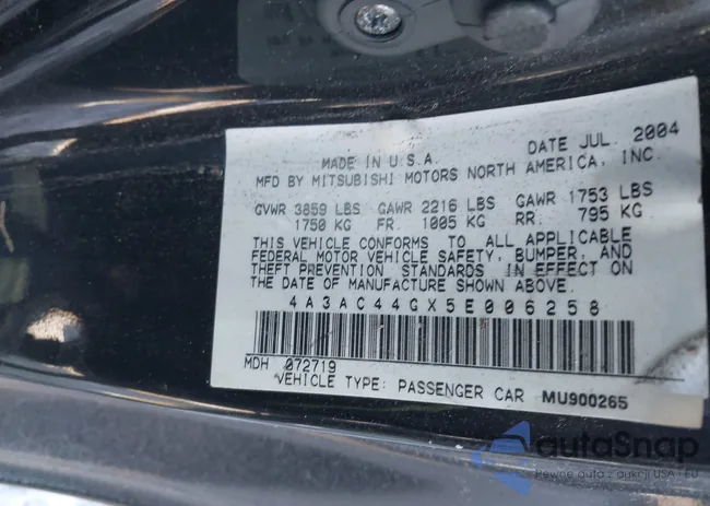 4A3AC44GX5E006258: 44350895