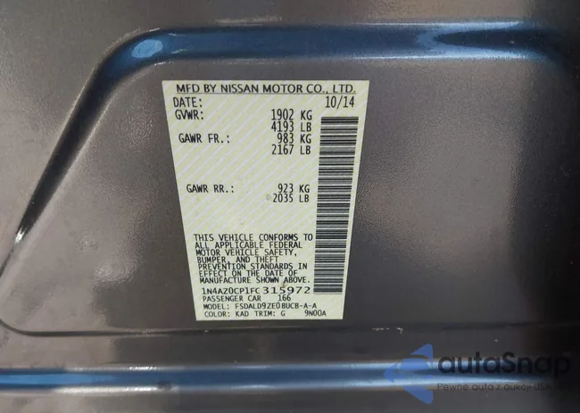 1N4AZ0CP1FC315972: 44352012